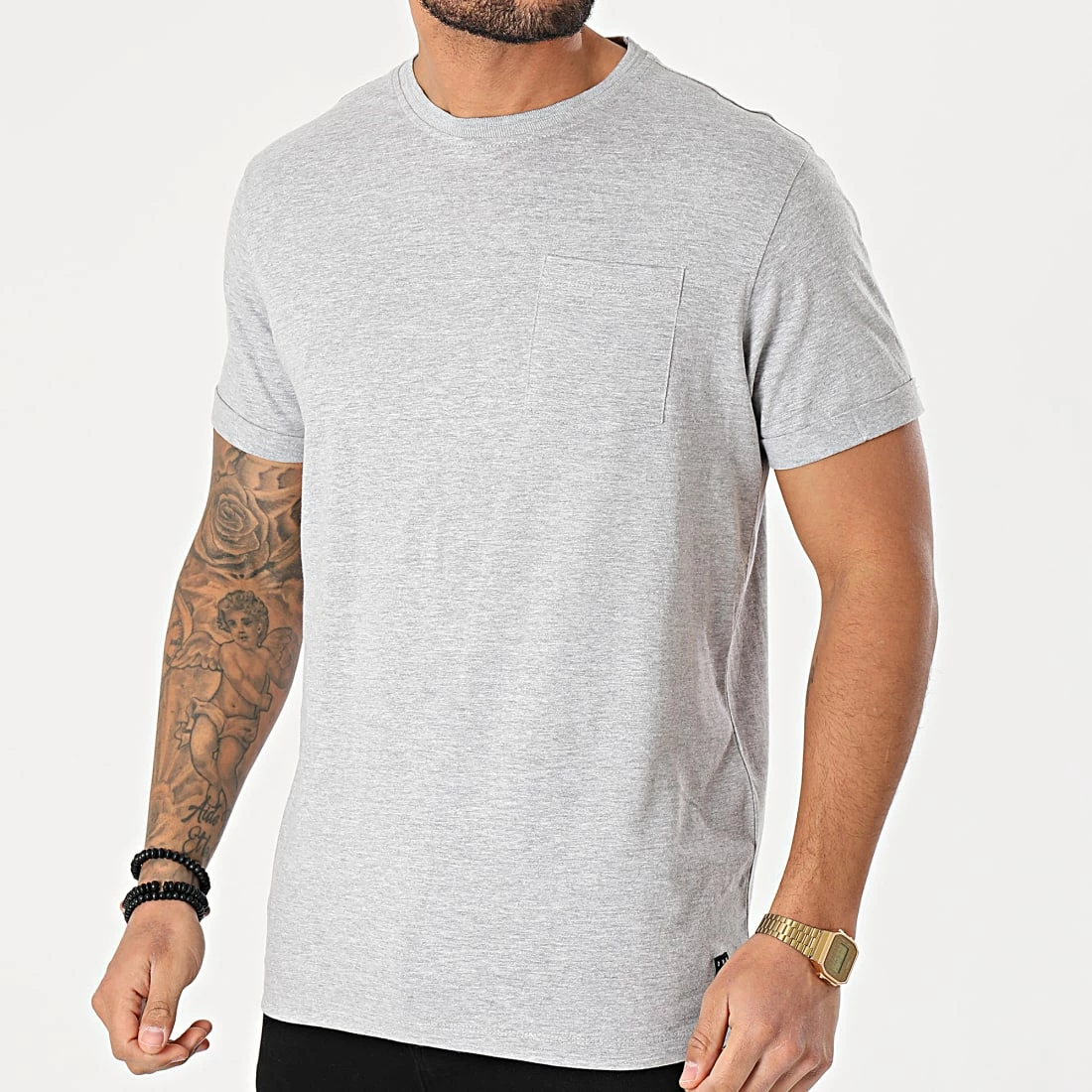 Grosses soldes 😍 Tee 👚 Shirt Poche 20711715 Gris Chiné de Blend ❤️