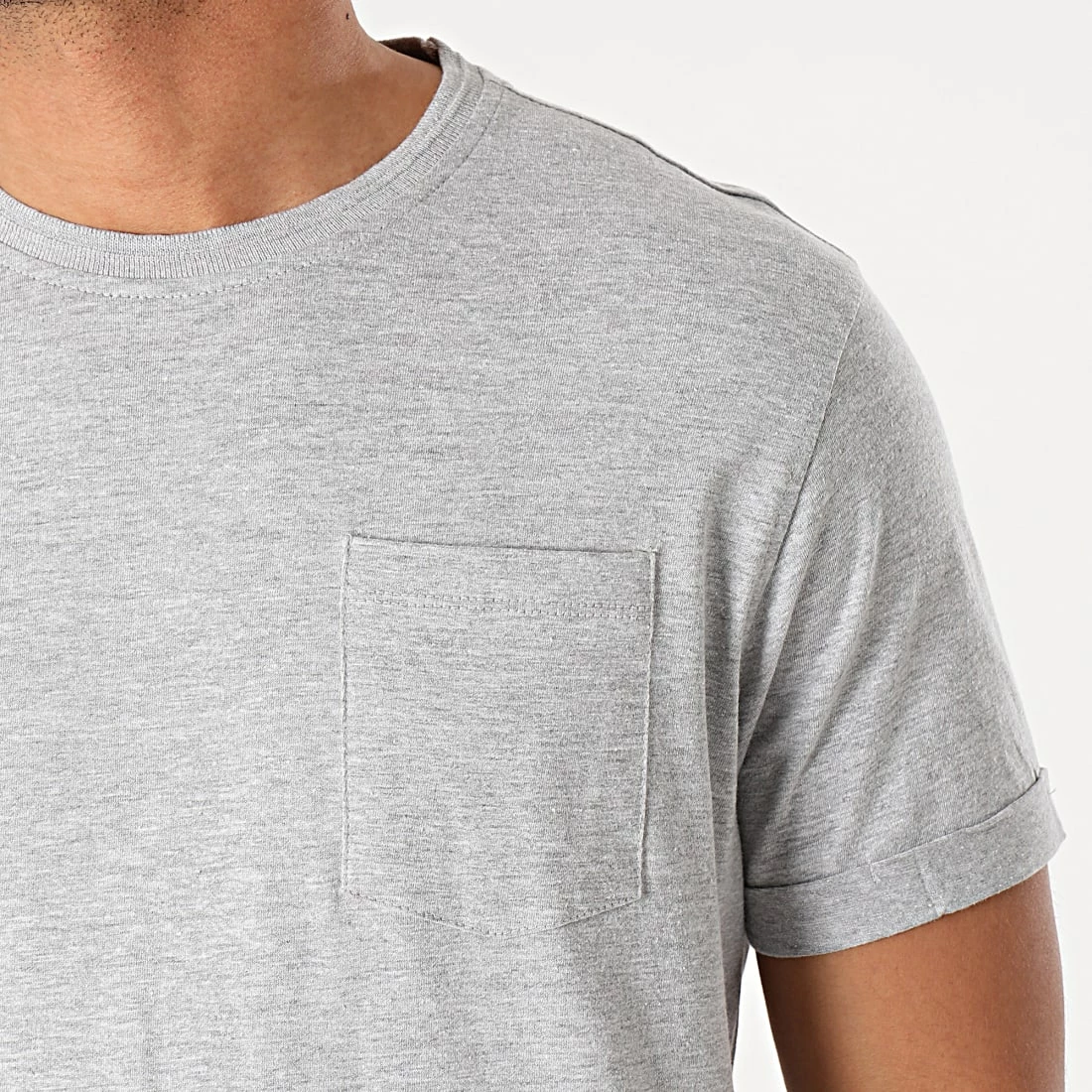 Grosses soldes 😍 Tee 👚 Shirt Poche 20711715 Gris Chiné de Blend ❤️ – Image 2