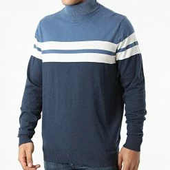 Meilleur prix 🌟 Pull Col Roulé 20713090 Bleu Marine Blanc de Blend ✔️