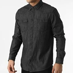 Remise 🌟 Chemise Jean A Manches Longues Nantes 20713192 Noir de Blend 🎉