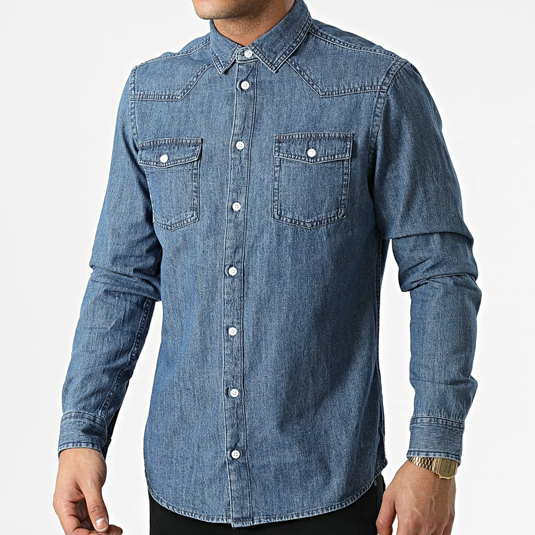 Acheter 🔥 Chemise Jean A Manches Longues Nantes 20713192 Bleu Denim de Blend 🌟