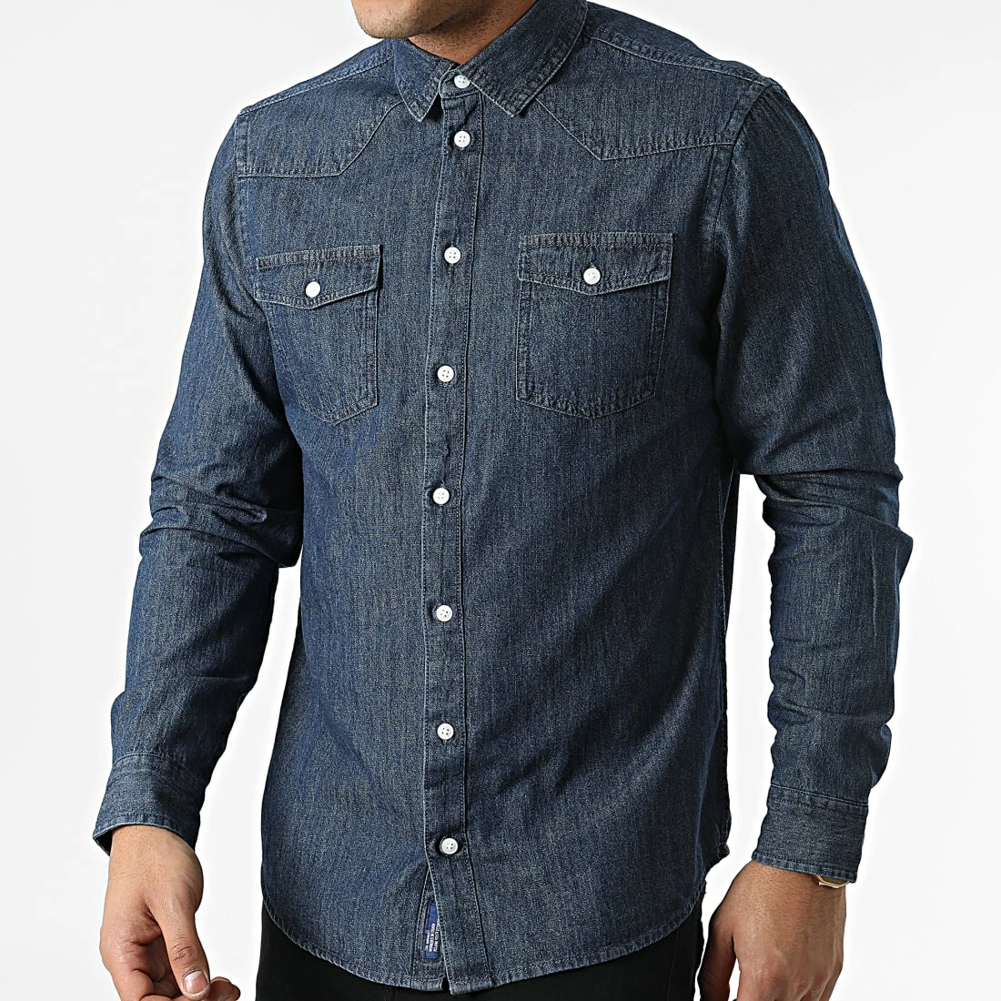 De gros 🔥 Chemise Jean A Manches Longues Nantes 20713192 Bleu Denim de Blend 🧨