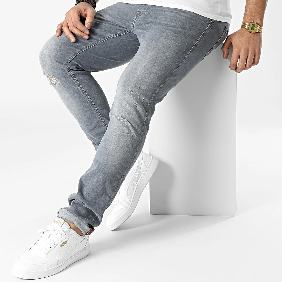 Le moins cher đ Jean Slim Jet 20713303 Gris de Blend â€ïž â Image 3