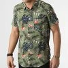 Coupon 🧨 Chemise Manches Courtes Floral 20713886 Vert Kaki de Blend 🛒