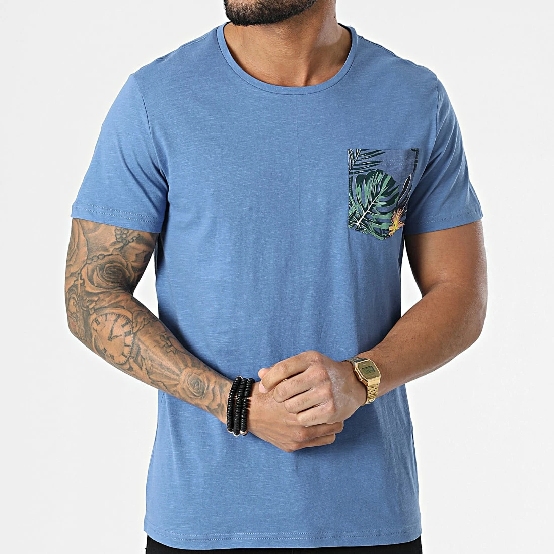 Acheter 💯 Tee 👕 Shirt Poche Floral 20713774 Bleu Clair de Blend 🔔 – Image 3