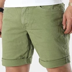 Promo 😀 Short Jean Slim Twister Vert Kaki de Blend 🔔