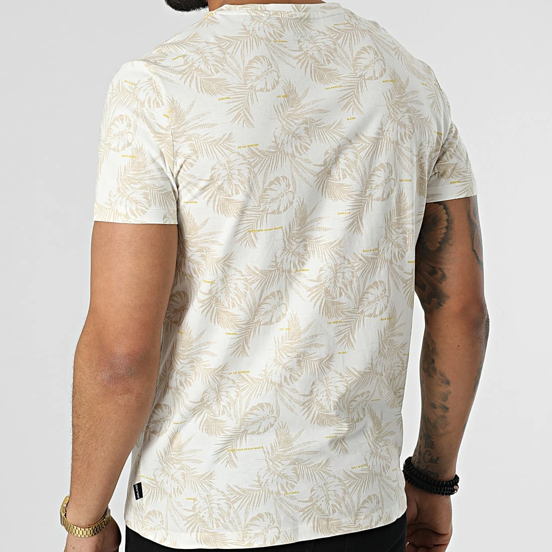 Nouveau 🤩 Tee 👕 Shirt Floral 20713745 Blanc Beige de Blend 🔔 – Image 4