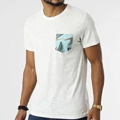 Vente flash 🔥 Tee 👕 Shirt A Poche Poitrine 20714053 Blanc Chiné de Blend 😍