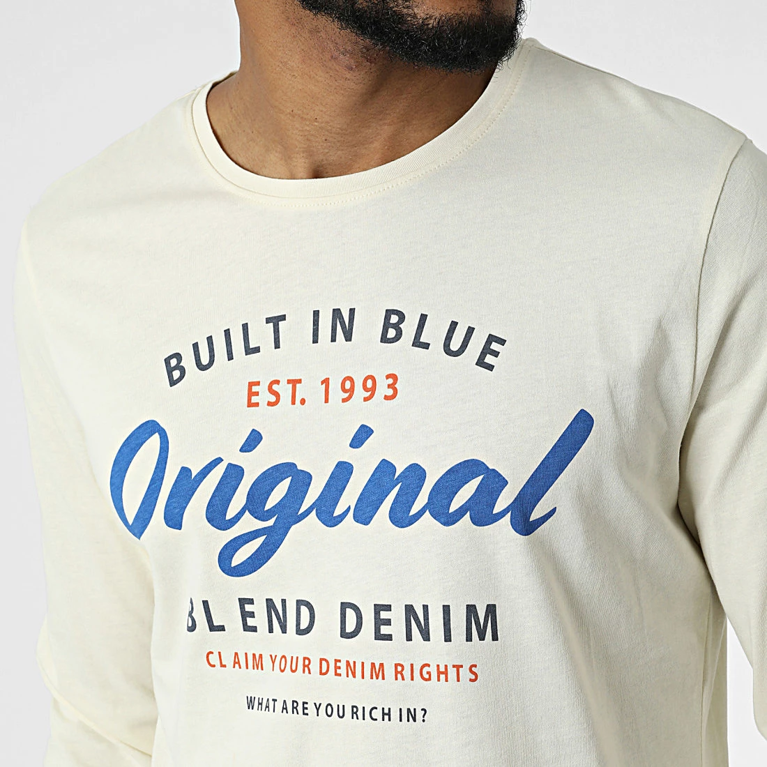 Acheter 👏 Tee 👚 Shirt Manches Longues 20714933 Beige de Blend 😀 – Image 2