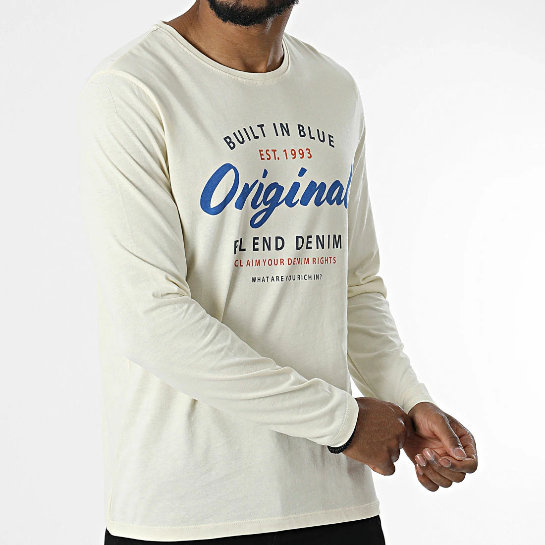 Acheter 👏 Tee 👚 Shirt Manches Longues 20714933 Beige de Blend 😀 – Image 3