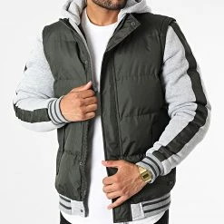 Meilleure affaire 🥰 Veste Zippée Capuche A Bandes 20714935 Vert Kaki Gris Chiné de Blend ✨