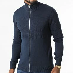 Nouveau 🔥 Pull Zippé 20714345 Bleu Marine de Blend ✨