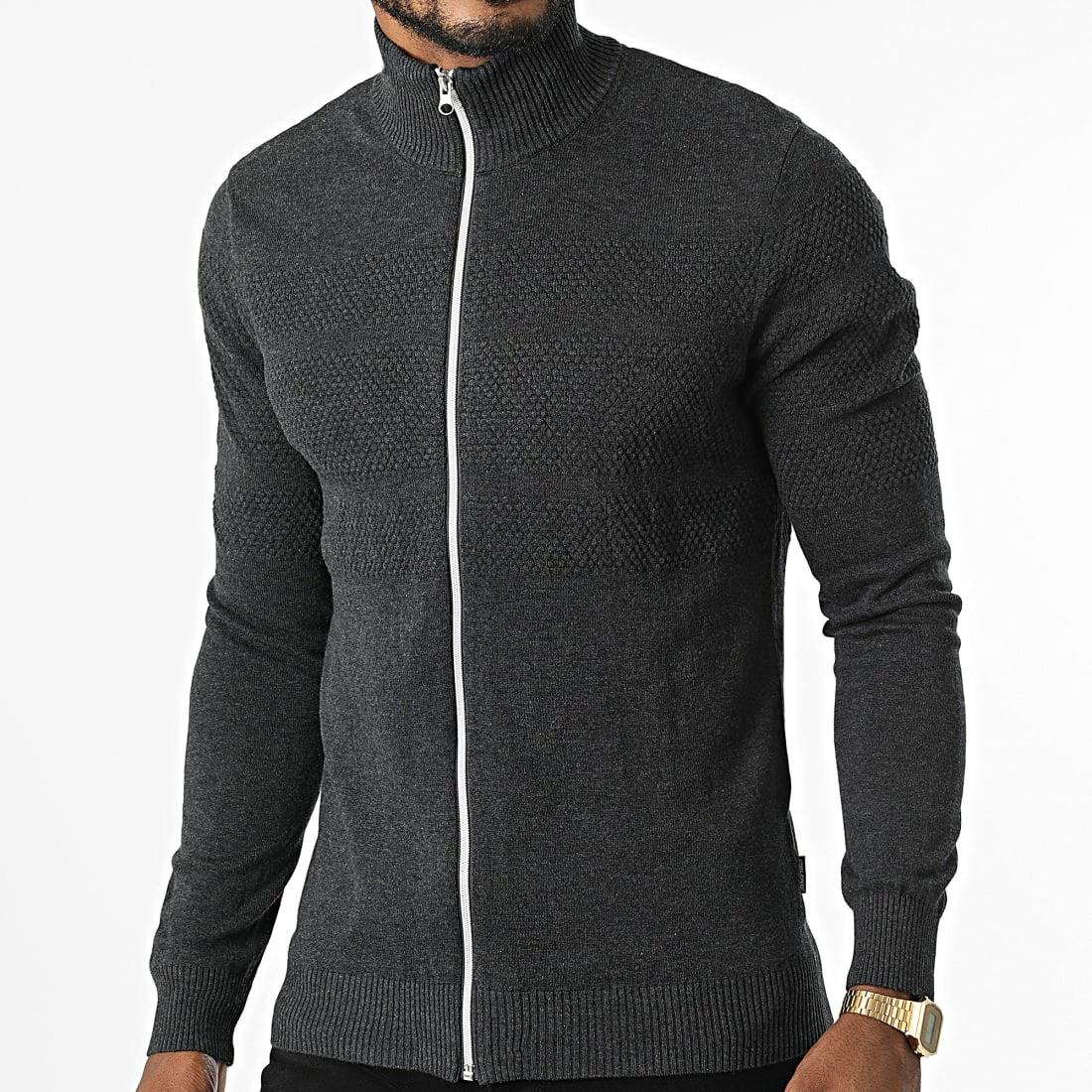 Le moins cher 💯 Pull Zippé 20714345 Gris Anthracite Chiné de Blend 👍