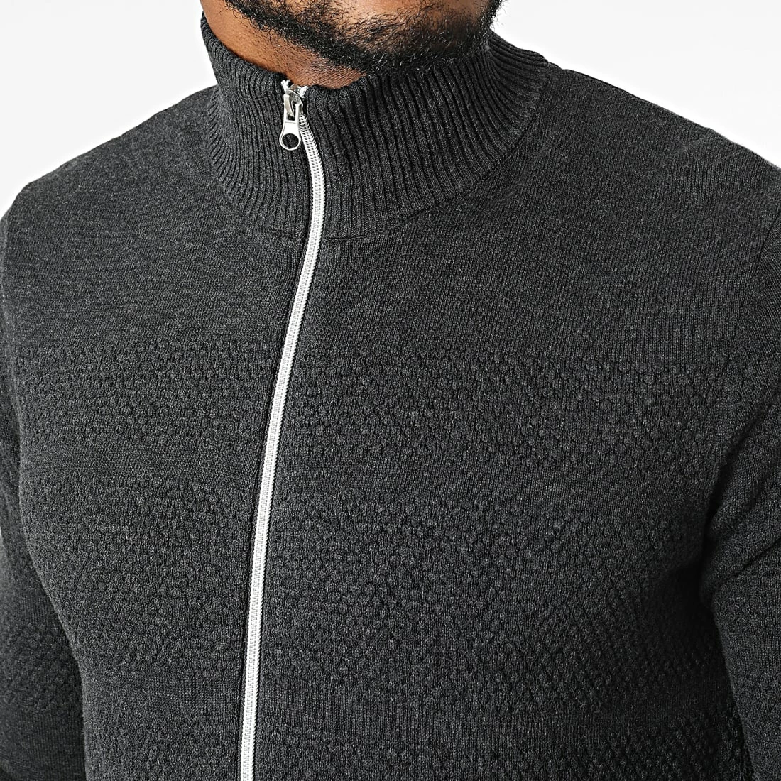 Le moins cher 💯 Pull Zippé 20714345 Gris Anthracite Chiné de Blend 👍 – Image 2