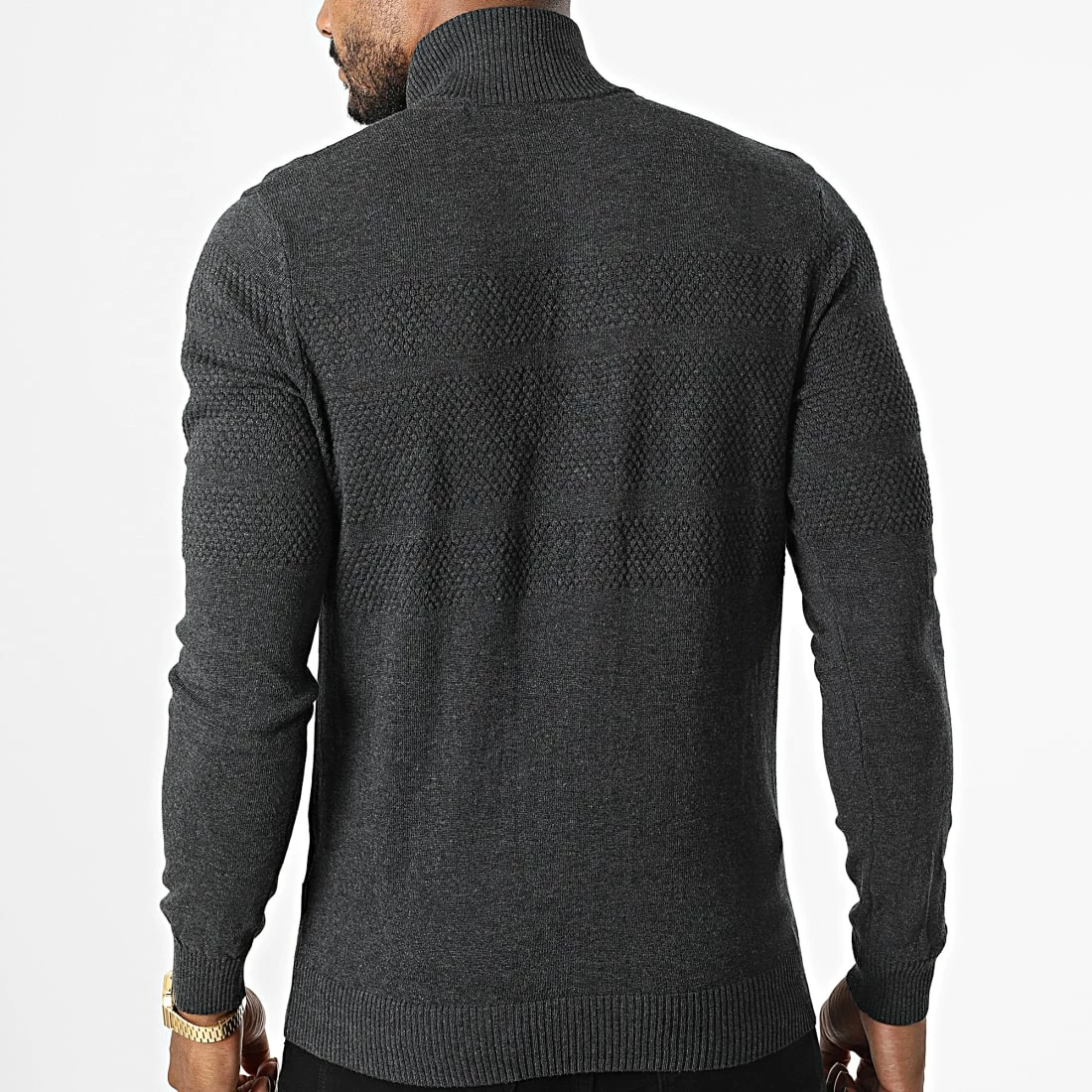 Le moins cher 💯 Pull Zippé 20714345 Gris Anthracite Chiné de Blend 👍 – Image 4