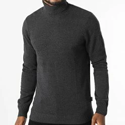 Offres ⭐ Pull Col Roulé 20714346 Gris Anthracite Chiné de Blend ✔️