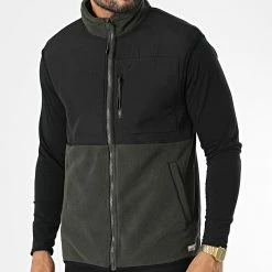Sortie 🔔 Veste Polaire Zippée Sans Manches 20714280 Vert Kaki Noir de Blend 🤩