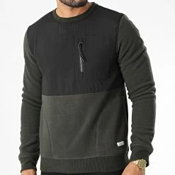 Meilleur prix 🌟 Sweat Crewneck Polaire 20714279 Vert Kaki Noir de Blend ✔️