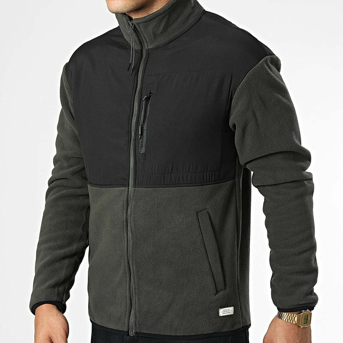 Le moins cher 😍 Veste Polaire Zippée 20714278 Vert Kaki Noir de Blend 🤩