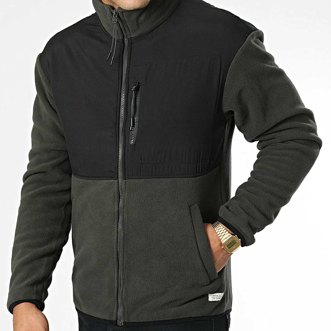 Le moins cher 😍 Veste Polaire Zippée 20714278 Vert Kaki Noir de Blend 🤩 – Image 3