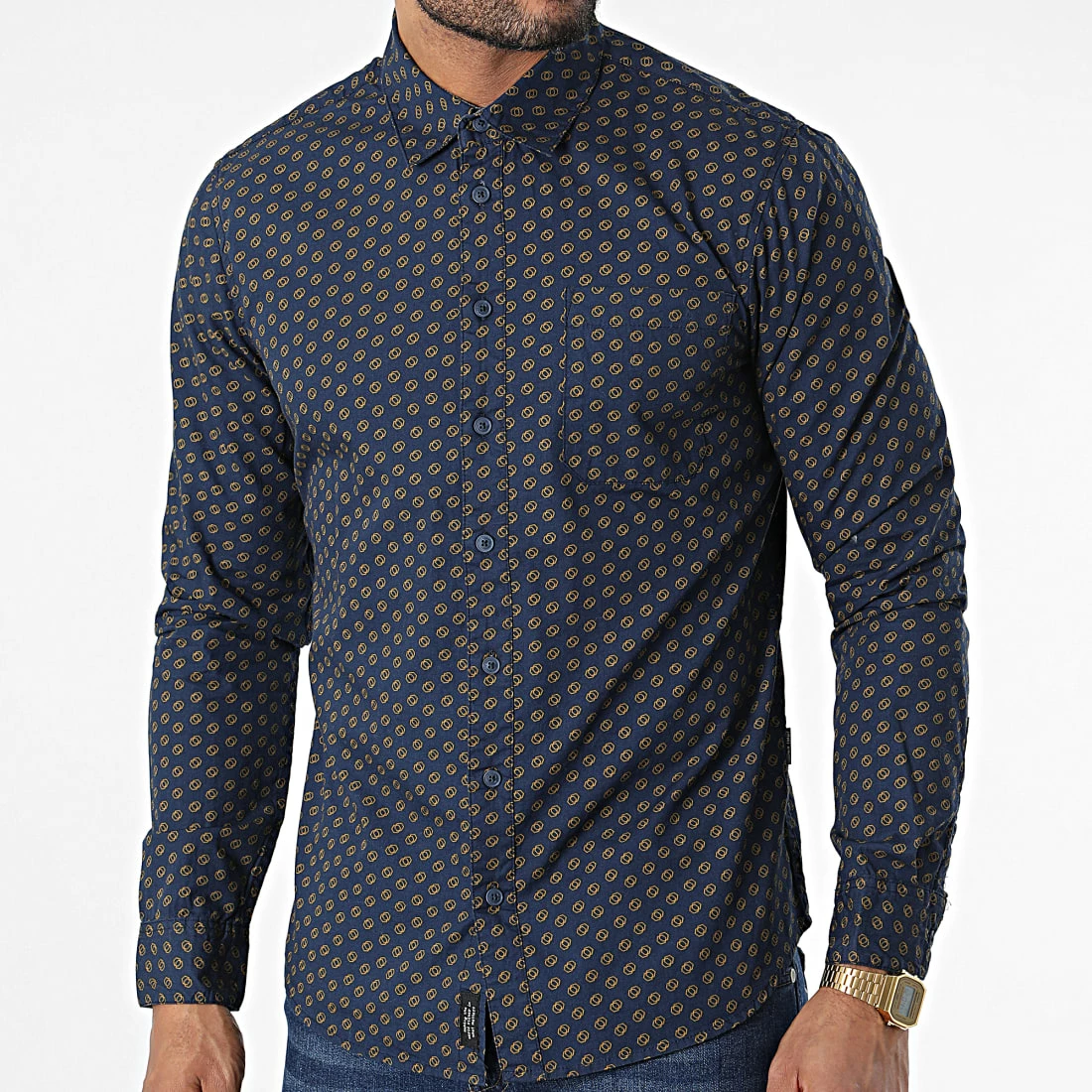 Grosses soldes đ Chemise Manches Longues 20714606 Bleu Marine de Blend â