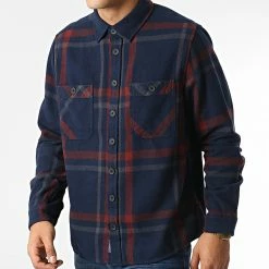 Vente flash 🤩 Chemise Manches Longues A Carreaux 20714963 Bleu Marine Bordeaux de Blend 🌟