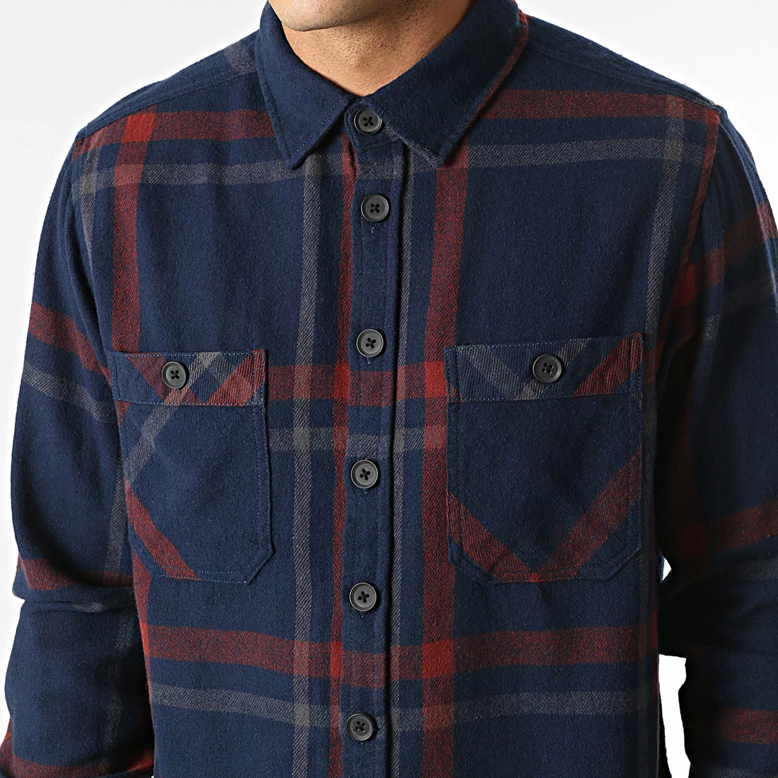 Vente flash 🤩 Chemise Manches Longues A Carreaux 20714963 Bleu Marine Bordeaux de Blend 🌟 – Image 2