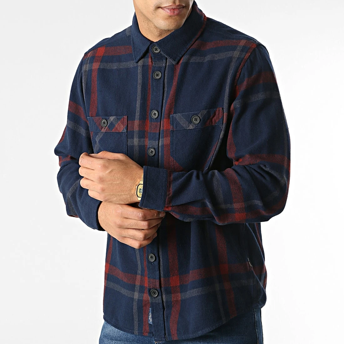 Vente flash 🤩 Chemise Manches Longues A Carreaux 20714963 Bleu Marine Bordeaux de Blend 🌟 – Image 3