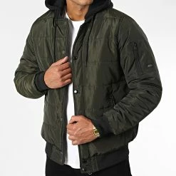 Meilleure affaire ❤️ Veste Bomber Capuche 20714378 Vert Kaki de Blend 💯