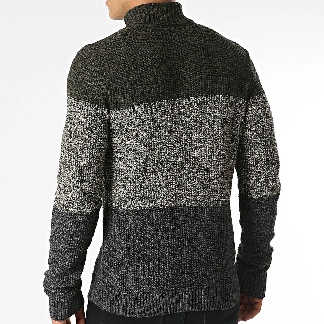 Nouveau 😀 Pull Col Roulé 20714627 Vert Kaki Beige de Blend ✔️ – Image 4