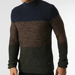 Sortie 🌟 Pull Col Roulé 20714627 Vert Kaki Bleu Marine de Blend ⌛