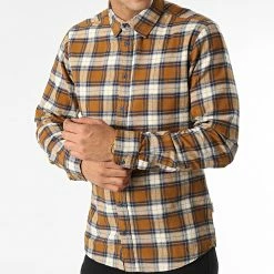 Budget 🤩 Chemise Manches Longues A Carreaux 20714601 Camel Beige de Blend 😀