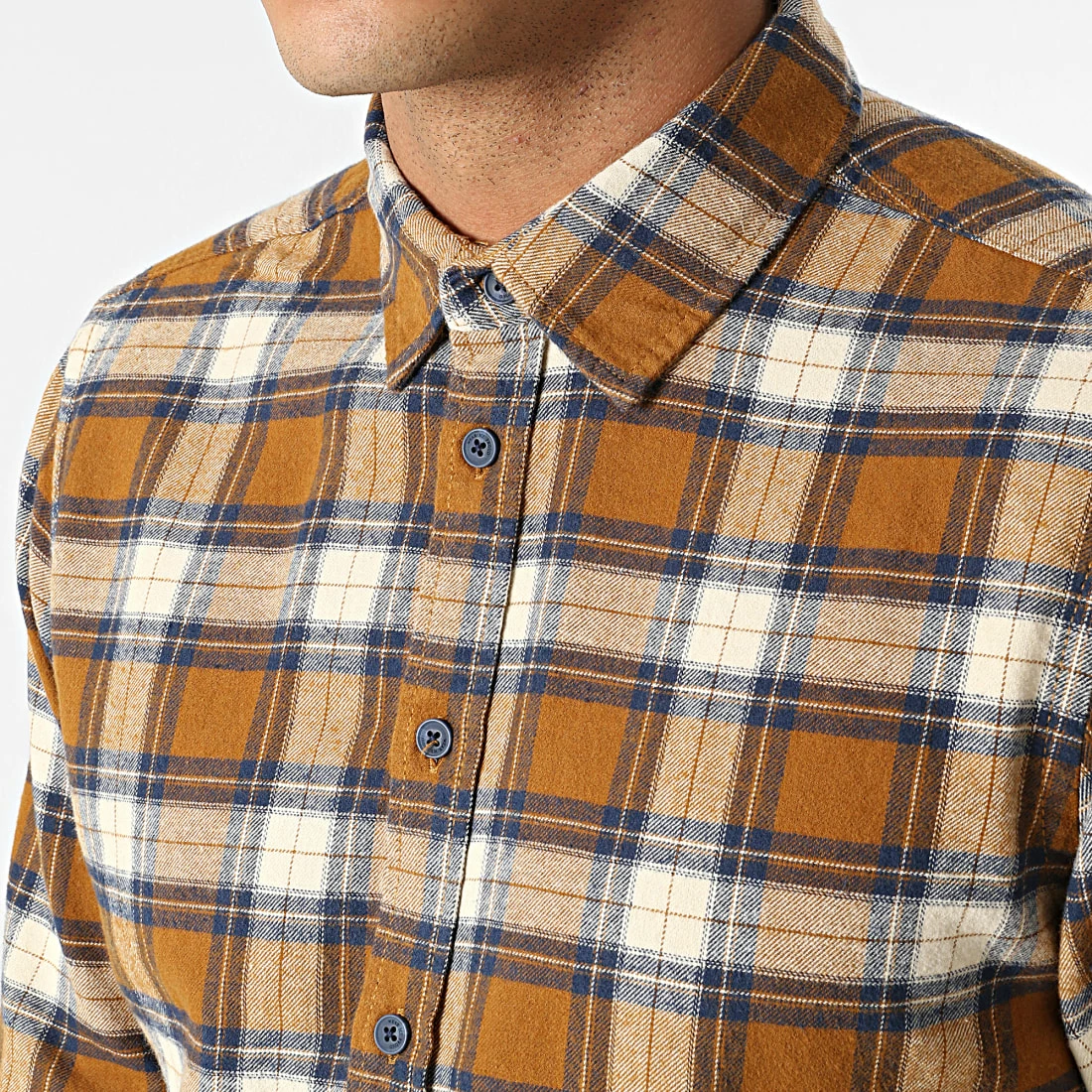 Budget 🤩 Chemise Manches Longues A Carreaux 20714601 Camel Beige de Blend 😀 – Image 2