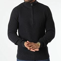 Coupon 🔥 Pull Col Montant Zippé 20714623 Bleu Marine de Blend 🧨