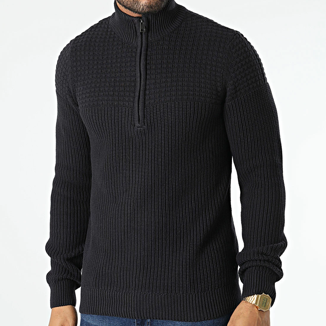 Coupon 🔥 Pull Col Montant Zippé 20714623 Bleu Marine de Blend 🧨 – Image 3