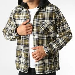 Meilleur prix 👏 Surchemise Capuche A Carreaux 20714888 Beige Bleu Marine Vert Kaki de Blend ❤️