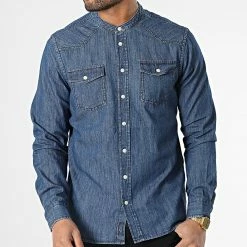 Tout neuf 🔔 Chemise Jean A Manches Longues 20715006 Bleu Denim de Blend ✔️