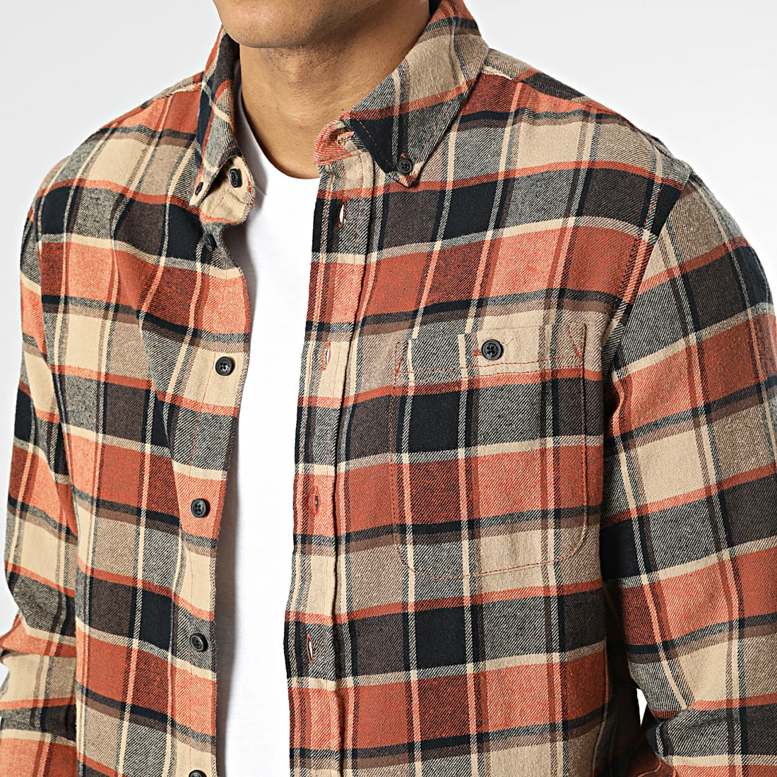 Grosses soldes ✔️ Chemise Manches Longue A Carreaux 20715557 Orange Beige Marron de Blend 😍 – Image 2