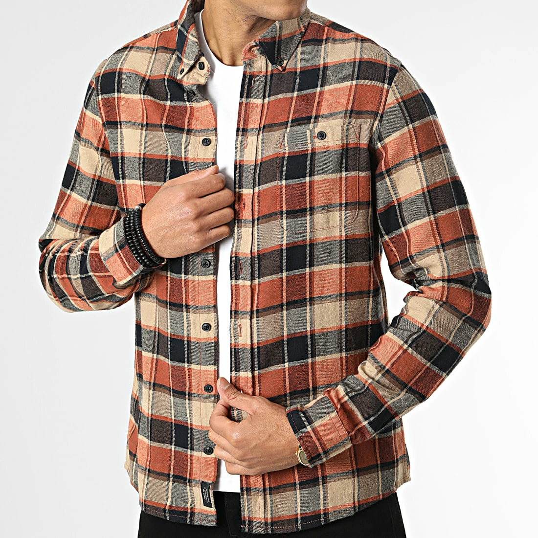 Grosses soldes ✔️ Chemise Manches Longue A Carreaux 20715557 Orange Beige Marron de Blend 😍 – Image 3