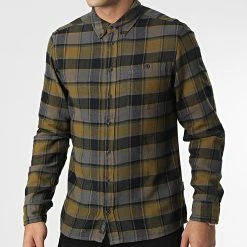 Meilleure vente 🔔 Chemise Manches Longues A Carreaux 20715557 Vert Kaki Bleu de Blend ⭐