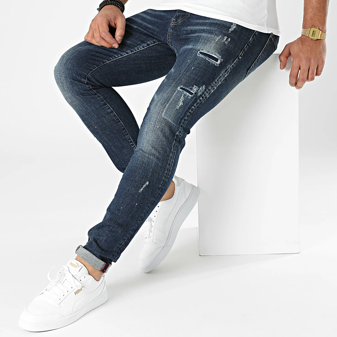 Meilleure affaire ❤️ Jean Slim PB-Jeans-03 Bleu Denim de Paname Brothers 😀 – Image 3
