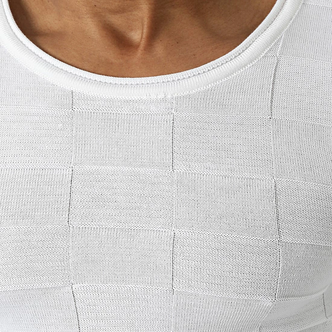 Grosses soldes đ Pull A Carreaux PNM-215 Blanc de Paname Brothers â€ïž â Image 2