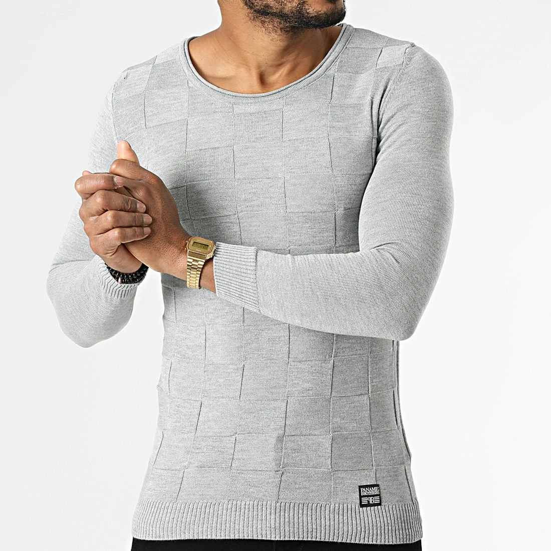 Tout neuf 👏 Pull A Carreaux PNM-215 Gris de Paname Brothers 🥰 – Image 3
