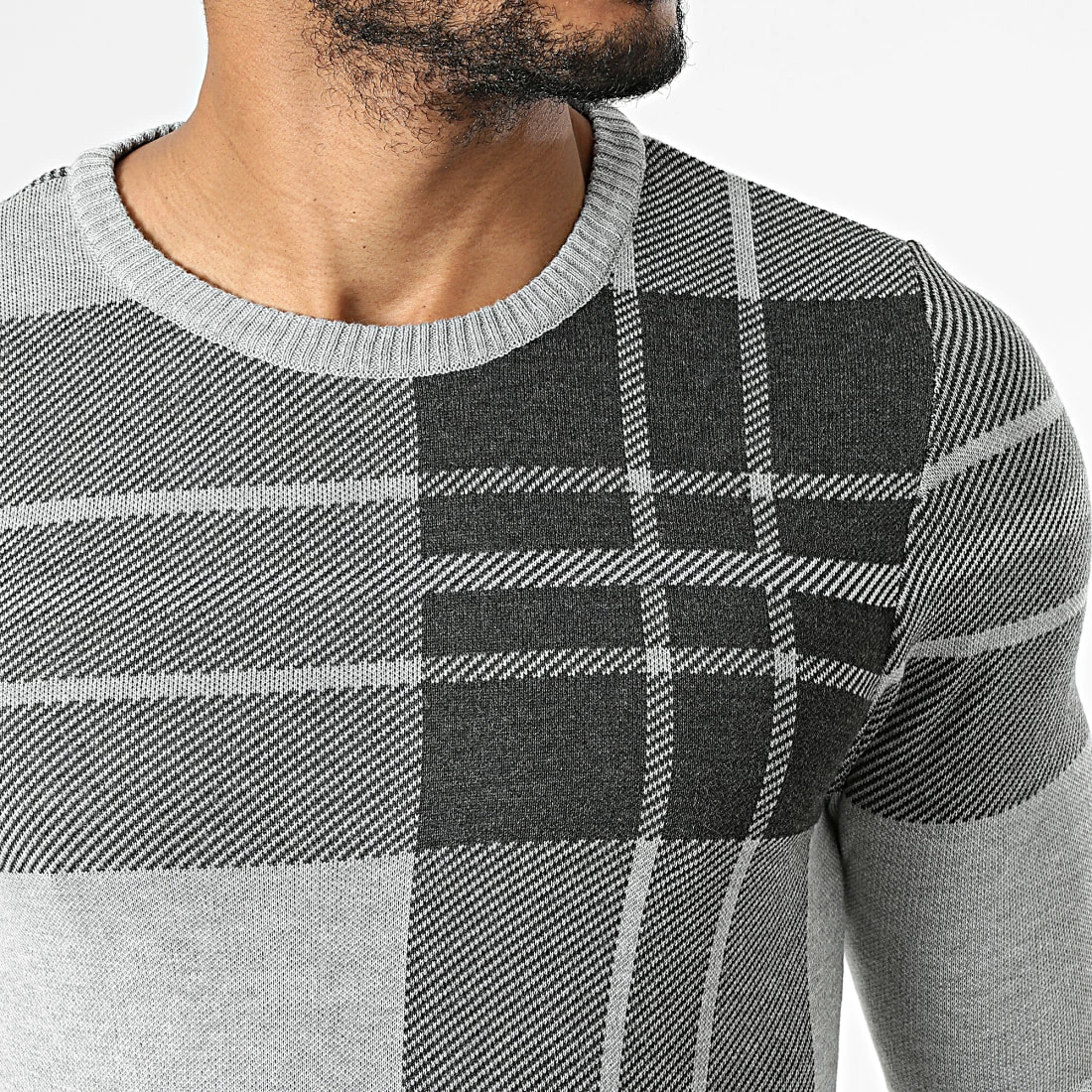 Bon marché 🧨 Pull A Carreaux PNM-225 Gris Chiné de Paname Brothers ✨ – Image 2