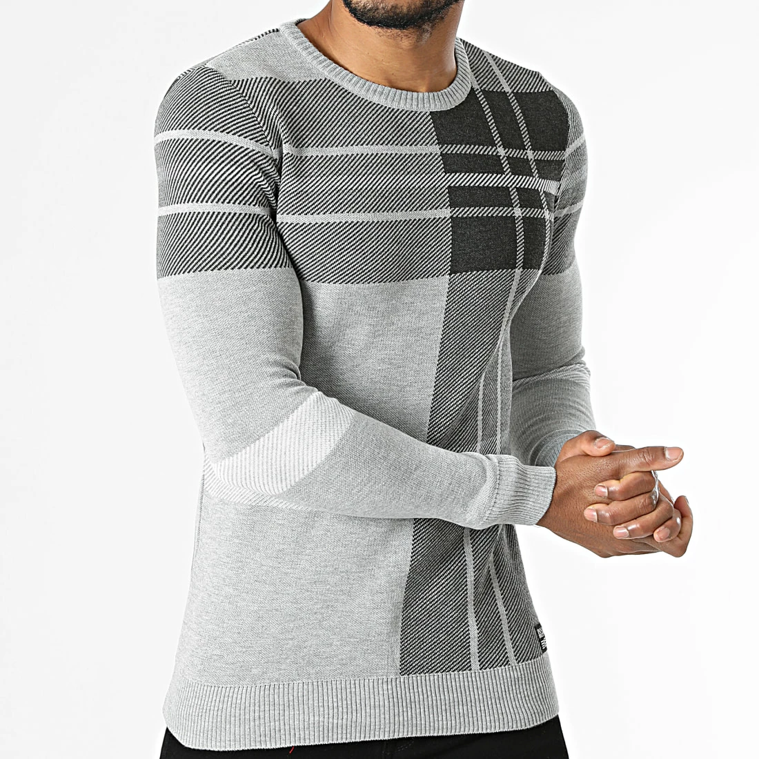 Bon marché 🧨 Pull A Carreaux PNM-225 Gris Chiné de Paname Brothers ✨ – Image 3
