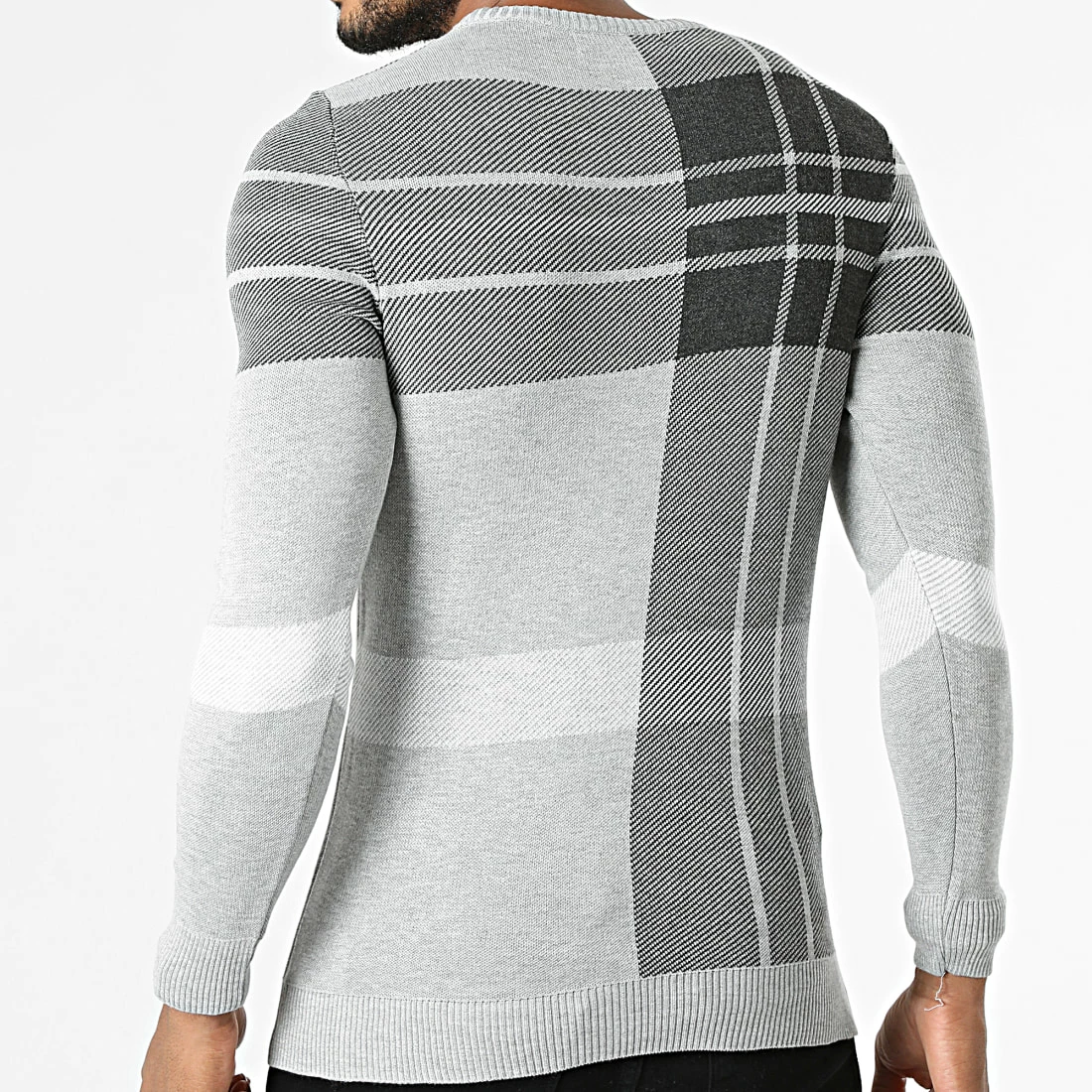 Bon marché 🧨 Pull A Carreaux PNM-225 Gris Chiné de Paname Brothers ✨ – Image 4