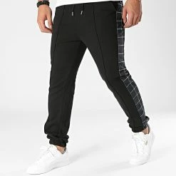 Meilleur prix 🤩 Pantalon Jogging A Bandes Carreaux Liverpool Noir de Paname Brothers 😀