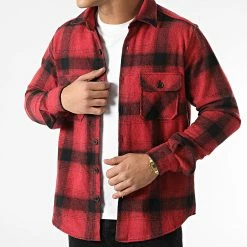 Remise 🔔 Surchemise A Carreaux Pb Chem-02 Rouge Noir de Paname Brothers ✨