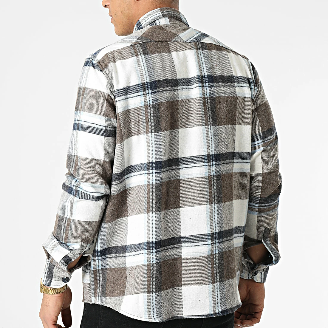 Top 10 🎉 Surchemise A Carreaux Pb Chem-03 Blanc Beige Bleu Clair de Paname Brothers 🎉 – Image 4