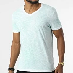 Acheter ⌛ Tee 👕 Shirt Tono-A Blanc Vert Clair Chiné de Paname Brothers ⌛
